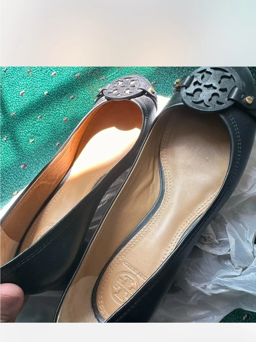 Tory Burch Women's Black Logo Block Heel
